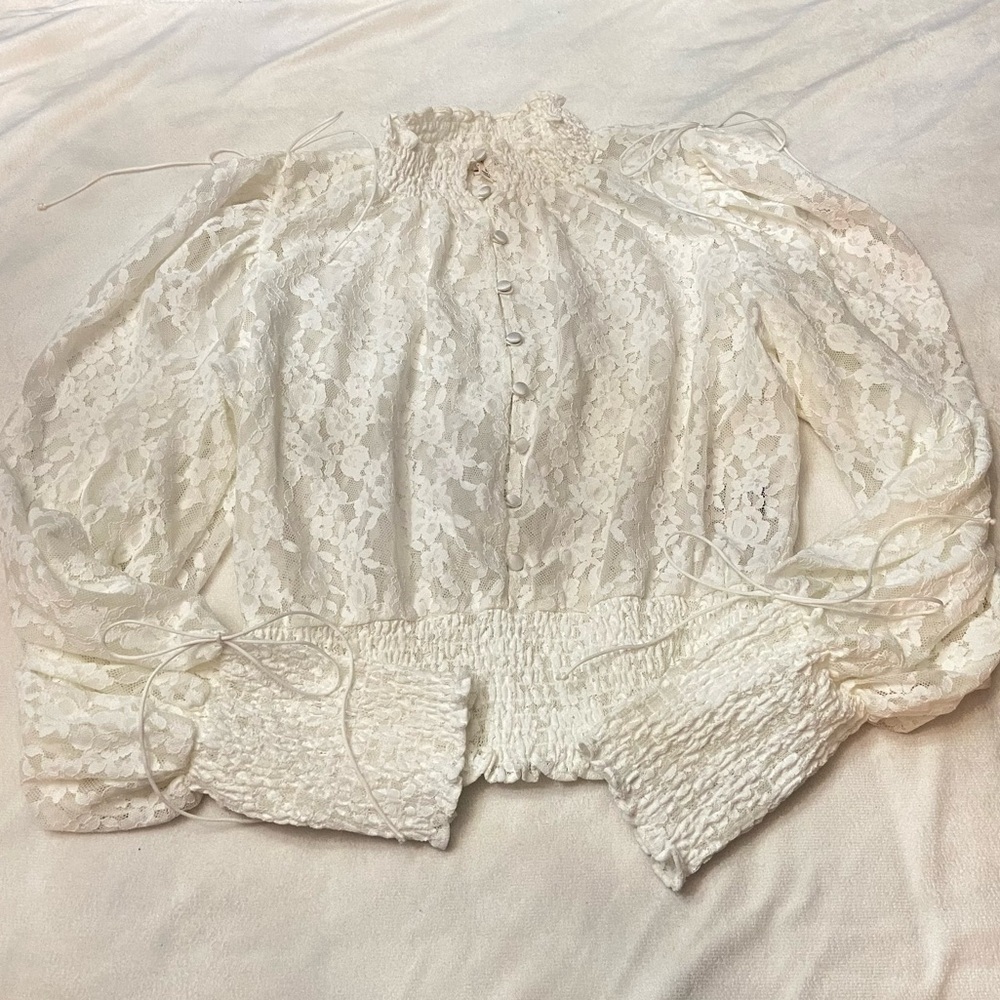 New! For Love And Lemons Violetta Ivory Lace Top Large 1245 - Picture 2 of 7